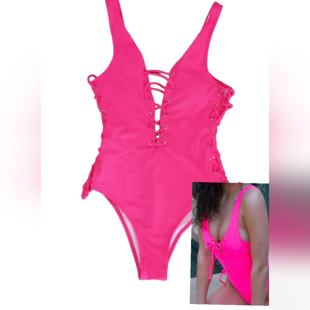 - NEON PINK 1 PIECE SEXY SWIMSUIT NWT